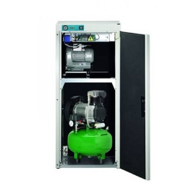 Diplomat Dental KD 224 AB - комбинированный безмасляный компрессор для 2-х стоматологических установок с отсасывающим агрегатом, с кожухом, с ресивером 24 л (100 л/мин)