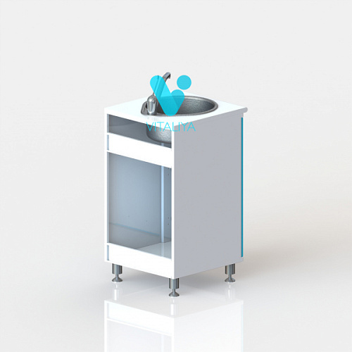 ВИТАЛИЯ М1 — Медицинская тумба на хромированных ножках с мойкой и смесителем