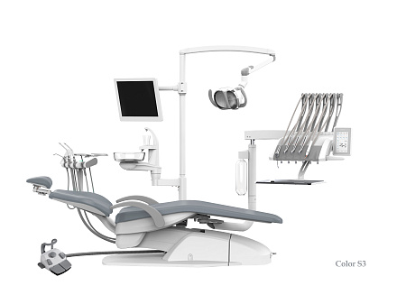 SILVERFOX 8000C-CRS0 Compact – Стоматологическая установка с верхней подачей, без гидроблока и с мягкой обивкой